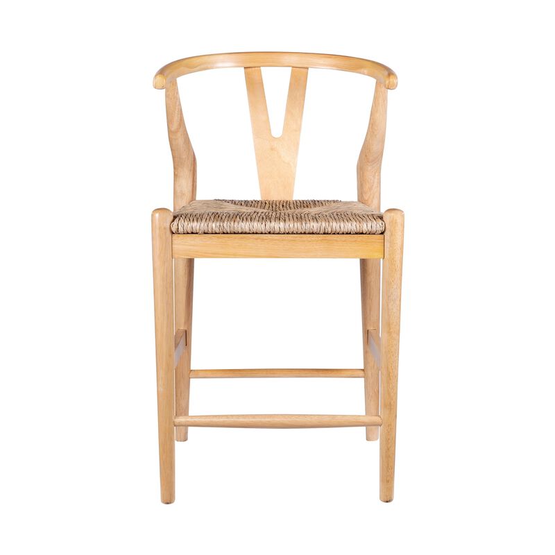 Cera Counter Stool Chair, Handwoven Rope, Natural Brown Wood