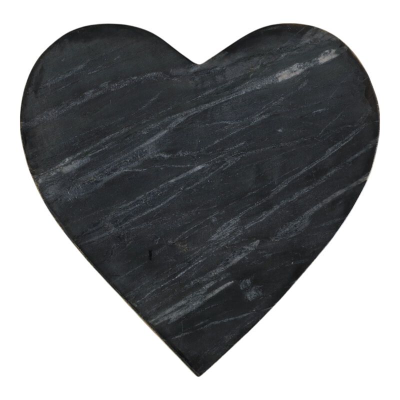 8x8" Marble Heart Tray W/ Gold Edges, Black/white image number 5