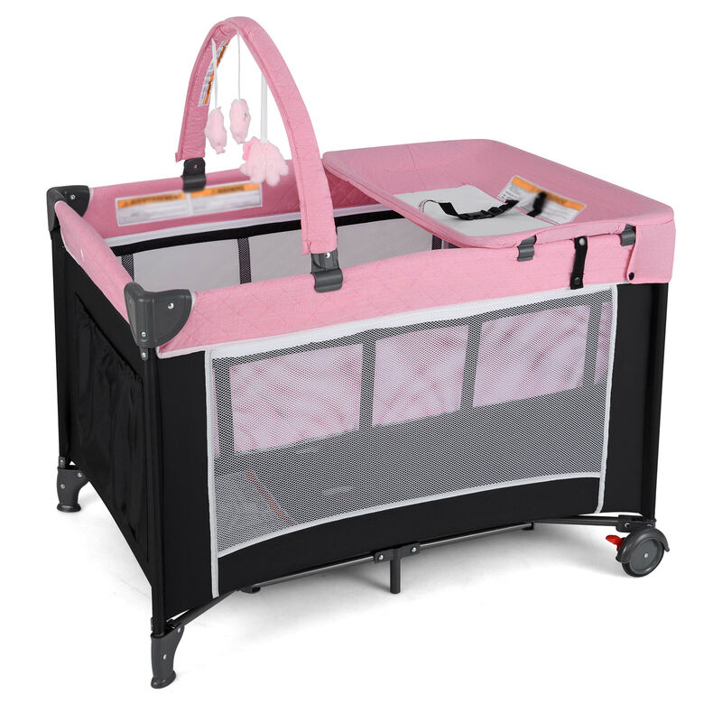 3-in-1 Portable Baby Crib and Playpen with Removable Changing Table and Storage