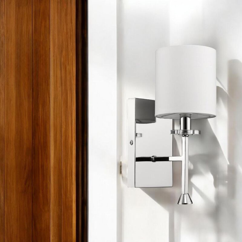 Hivvago Minimalist Silver Wall Sconce with Fabric Shade