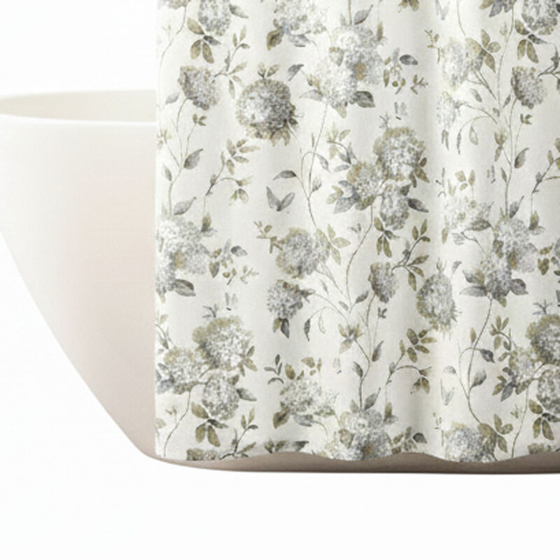 Ellis Curtain 48% Cotton 52% Polyester Traditional Hydrangea Pattern Abigail Shower Curtain 72" x 72" Porcelain