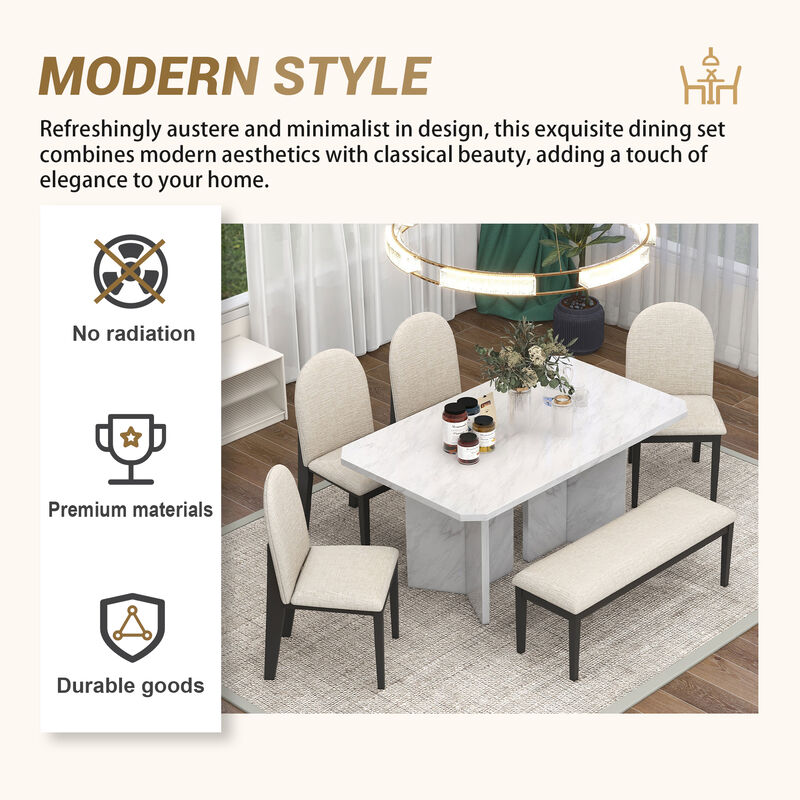 Merax 6-Piece Modern Style Dining Table Chairs Set