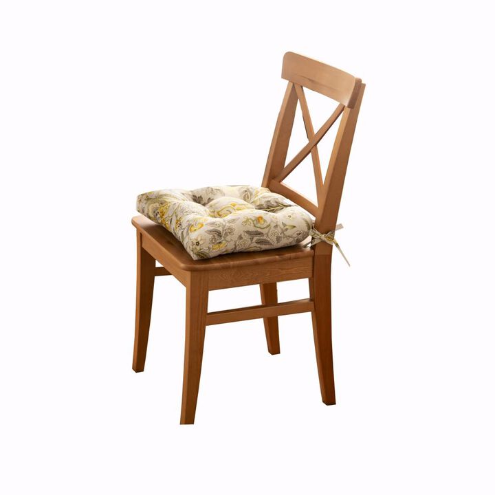 Ellis Cirtain Regency Jacobean Floral Soft Reversible Chair Polyester Fill Cushions Pad 15"x14" Navy