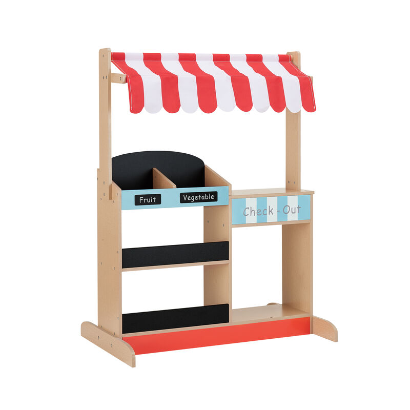 Teamson Kids My Little Helper Market Stand Playset with Awning and Produce Stand, Multicolor image number 7