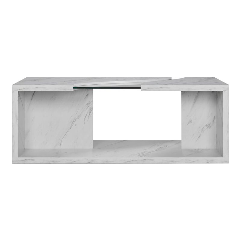 ENITIAL STAR Lenu Contemporary Wood Storage Coffee Table in White