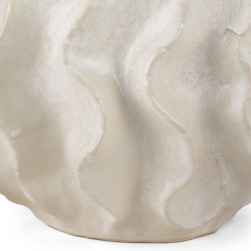 HomeRoots 9" Cream Sculptural Ceramic Table Vase image number 2