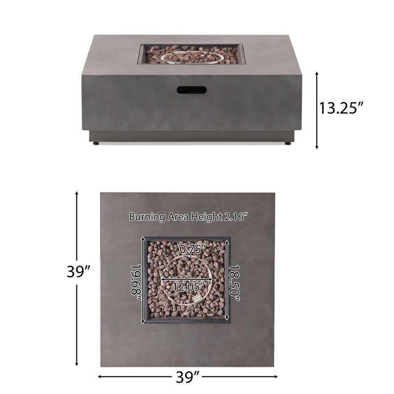 Christopher Knight Home Wellington Outdoor 50,000 BTU Square Iron Fire Pit Table image number 2