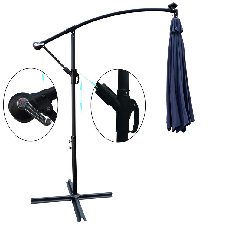 Streamdale 10ft LED Solar Patio Umbrella with Crank and Cross Base