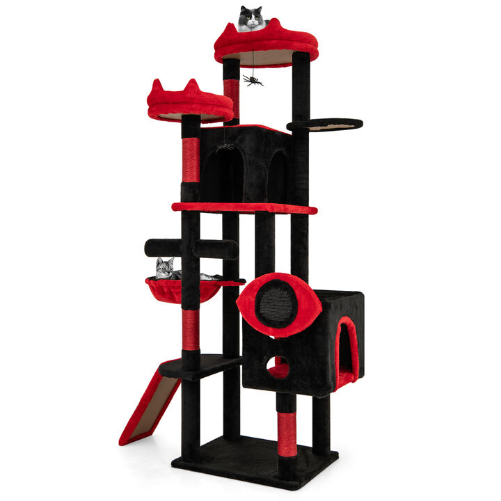 Gothic Style Large Cat Tree with Condos and Plush Perches
