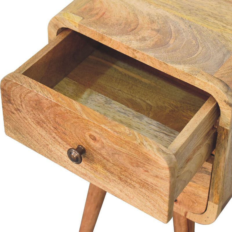 Mini Oak-ish Curved 2 Drawer Nightstand
