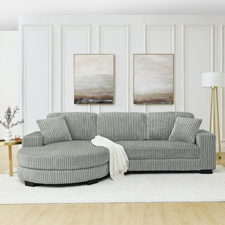 Merax Convertible Loveseat Sofa Bed with Arc Footstool