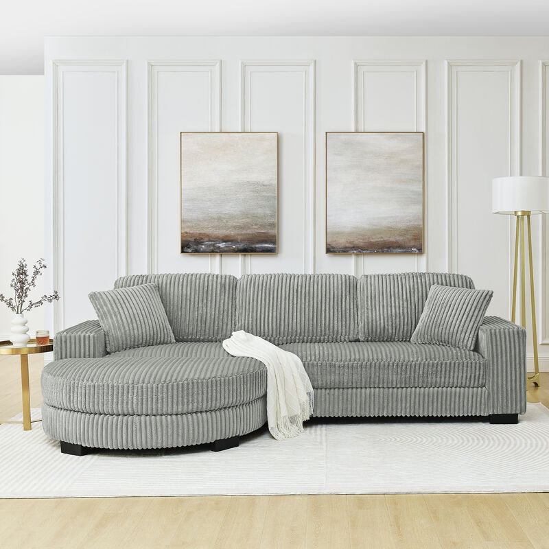 Merax Convertible Loveseat Sofa Bed with Arc Footstool image number 1