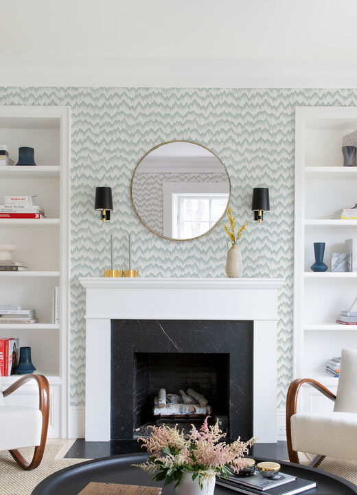 Holmby Seafoam Brushstroke Zigzag Wallpaper (Set of 2)