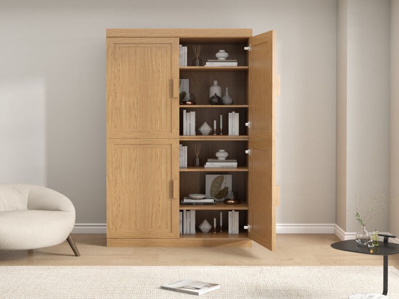 Modern Wooden Storage Cabinet - 6 Tier Organizer with Four Doors image number 3