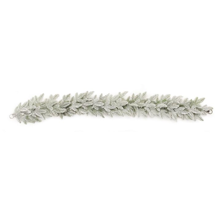 Flocked Pine Garland for Winter Mantel, Staircase, or Holiday Tabletop Decor