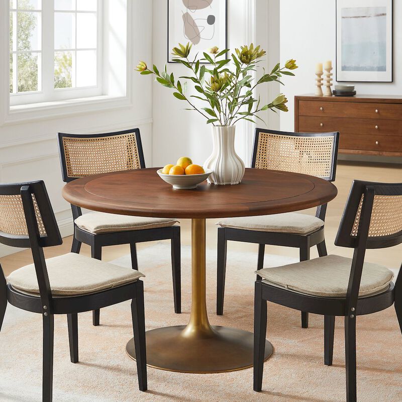 Lippa 48" Round Pedestal Solid Wood Dining Table image number 6