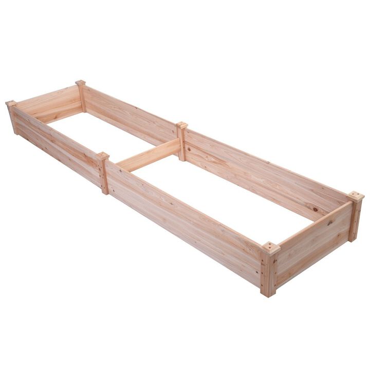 QuikFurn Solid Cedar Wood 8 ft x 2 ft Raised Garden Bed Planter