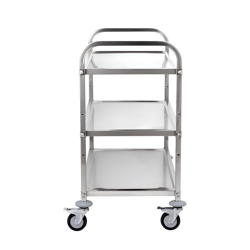 3-Tier Wire Utility Cart with Wheels, 450 lb Capacity, Curved Handle and 6 Hooks