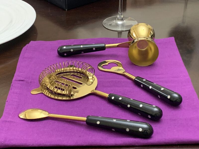 Bar Tools Accessories set of 4 Golden Black