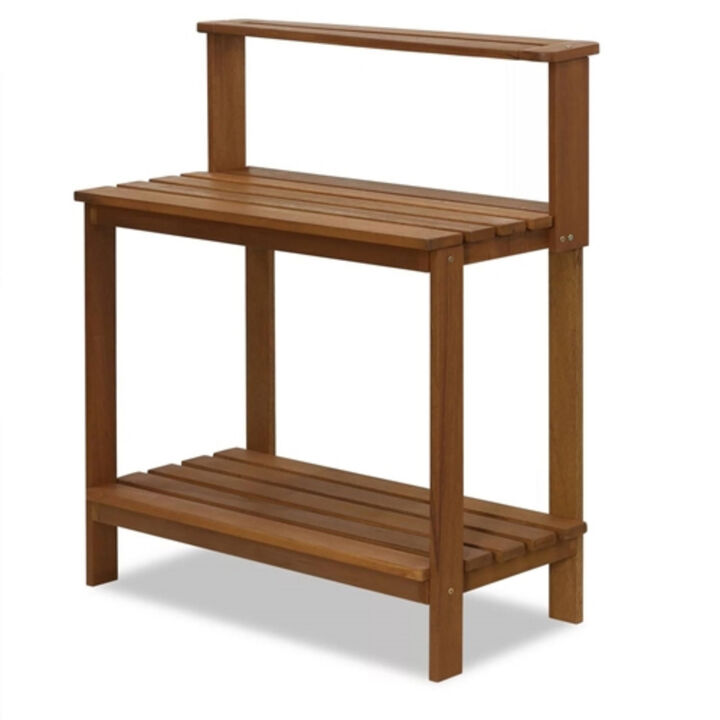 Outdoor Garden Potting Table in Solid Meranti Wood with Storage Shelf
