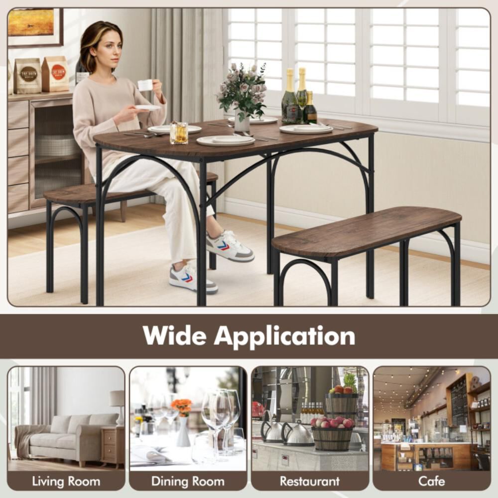 Hivvago 3-Piece Dining Table Set for 4 with Metal Frame