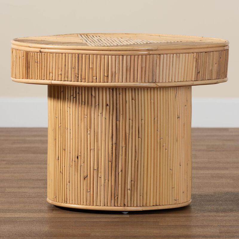 Bali & Pari Iryna Modern Bohemian Natural Rattan End Table