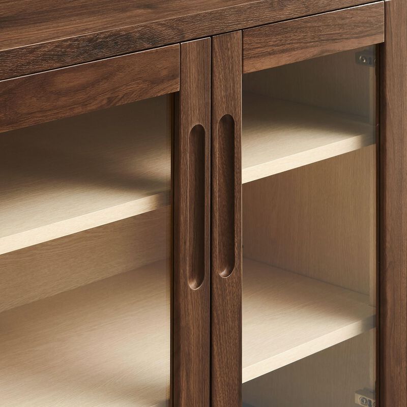 Modway Nell 36 Inch Accent Storage Cabinet in Walnut &ndash; Tea/Coffee Small Buffet Cabinet with Shelves for Living Room, Hallway, or Entryway image number 8
