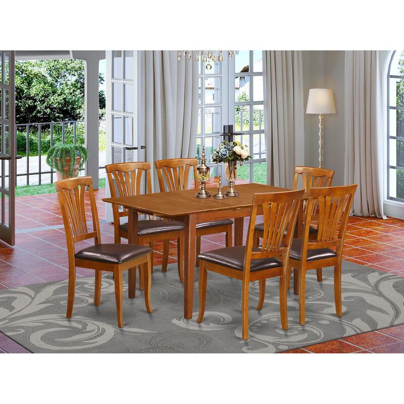 7 PC Small dinette Table that has Leaf with 6 Dining Table Chairs