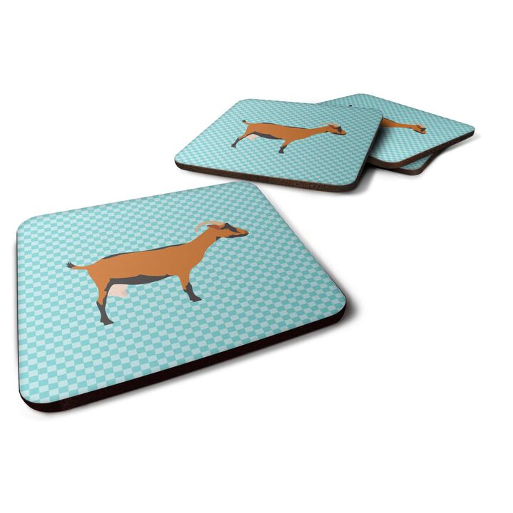 Caroline's Treasures Oberhasli Goat Blue Check Decorative Coasters, 3.5, Multicolor