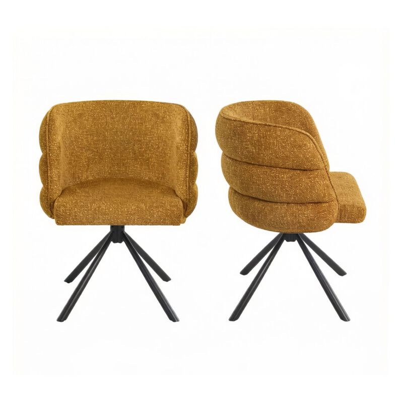 GOODSILO Modern Upholstered Swivel Chairs Set of Two with Thickened Cushions for Versatile Home Seating image number 0