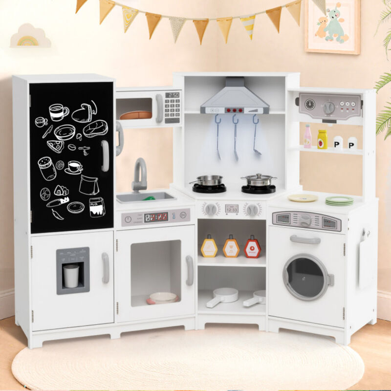 Large Pretend Play Kitchen Set with Lights and Sounds for Kids Playroom image number 3