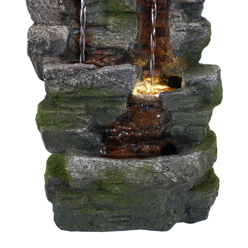 Sunnydaze Towering Cave Polyresin Indoor Water Fountain with LED - 14 in