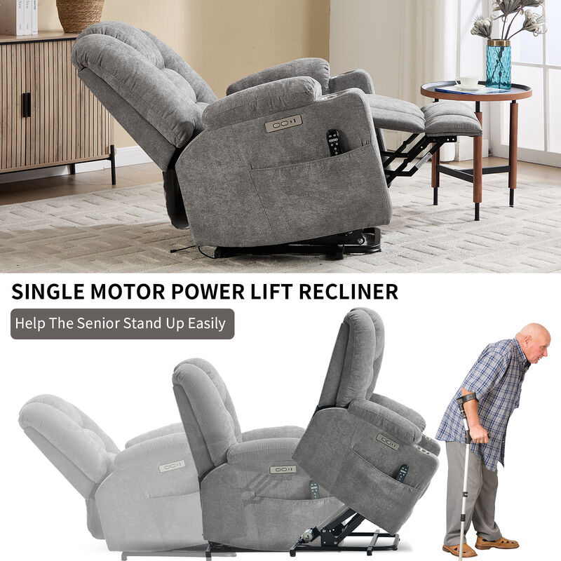 Power Lift Recliner Chair with Massage and Heat, Overstuffed Recliners image number 4