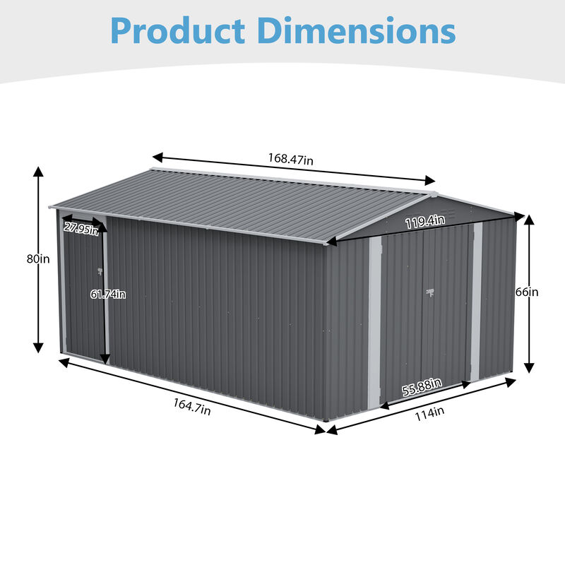 10x14 FT Outdoor Metal Storage Shed image number 3