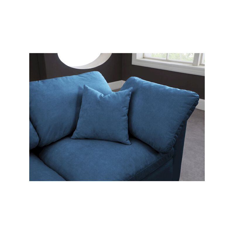 Meridian Furniture Plush Navy Velvet Standard Comfort Modular Sofa