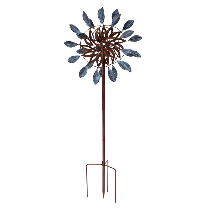 Sunnydaze Whirling Petals Powder-Coated Iron Wind Spinner - 48"H