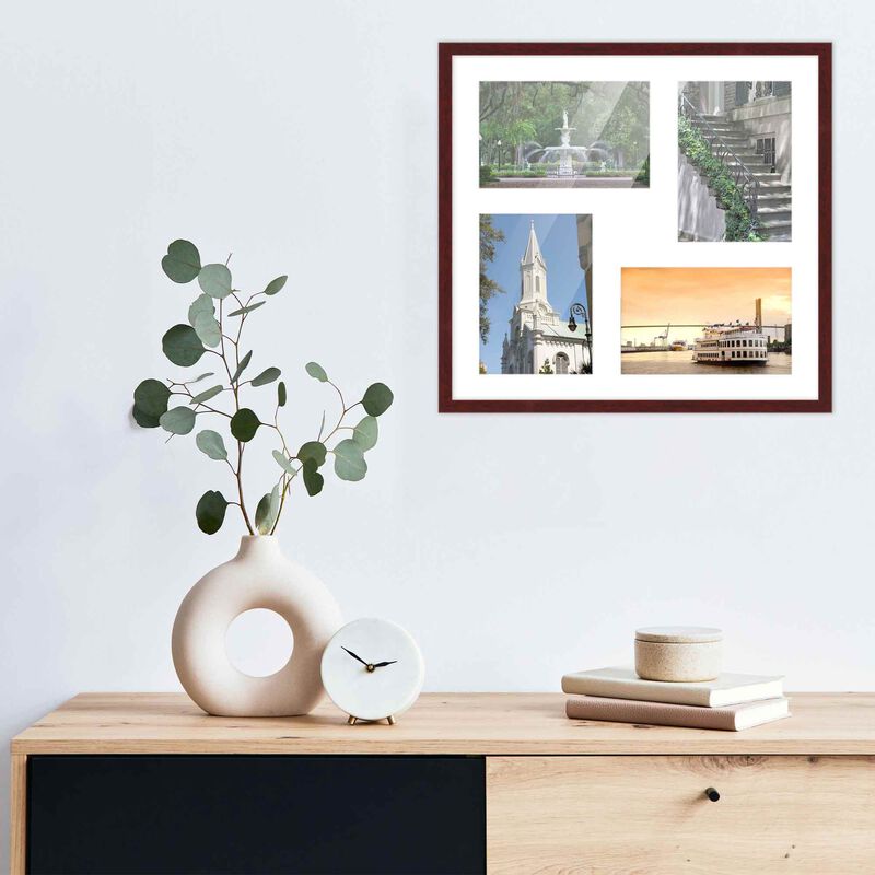 14x14 Wood Collage Frame with a White Mat for 5x7 Pictures