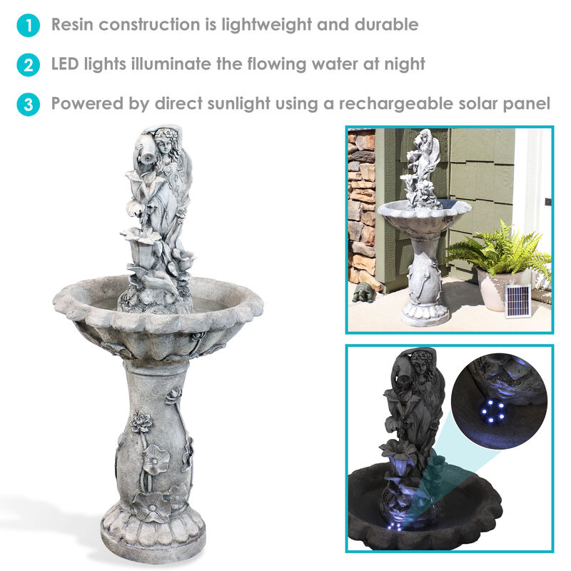 Sunnydaze Fairy Flower Solar Water Fountain with Battery Backup - 42 in