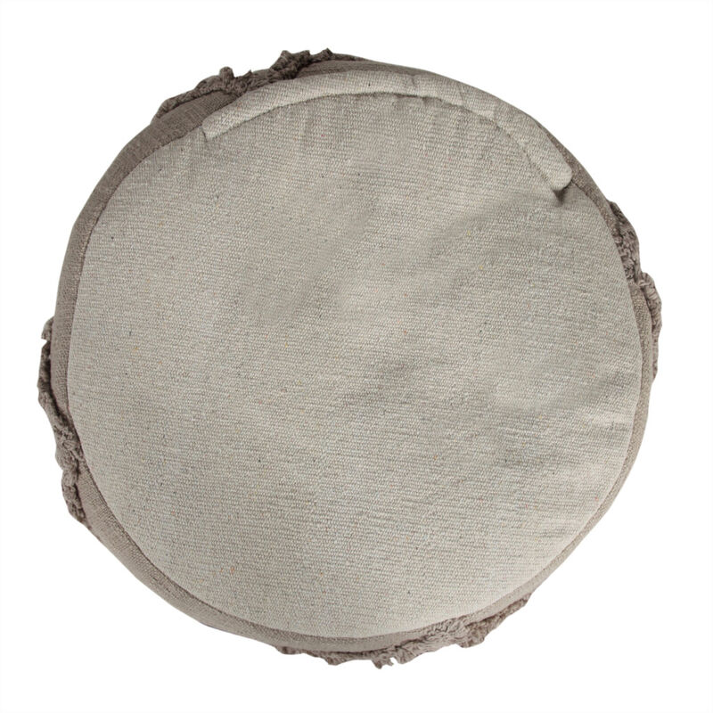 Cotton Cylinder Geometric Pouf Ottoman – Round Upholstered Footrest for Living Room