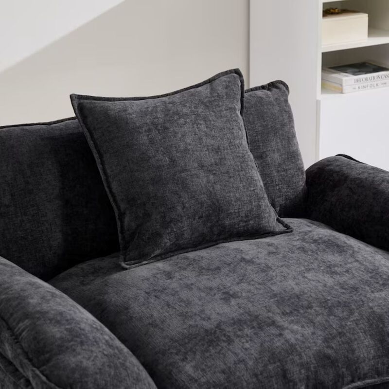 Envelor Chenille Upholstered Accent Chair with Ottoman, Set of 2 image number 5