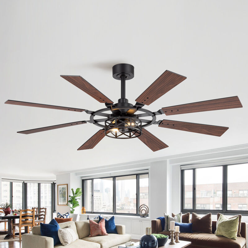 Breezary 52 in Traditional Ceiling Fan with Light,8 Blade Fan, E12 Dual Light Kit, Remote Control image number 7