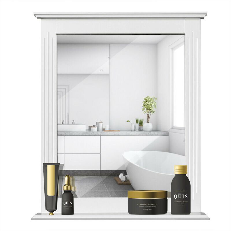Wall-Mounted Vanity Mirror with Shelf – Multipurpose Bathroom & Bedroom