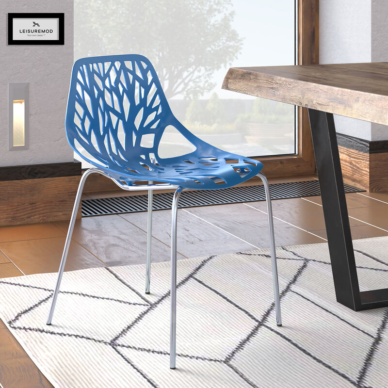 LeisureMod Modern Asbury Dining Chair w/ Chromed Legs image number 1