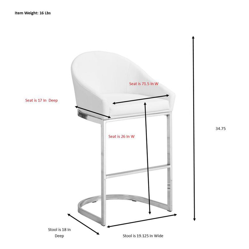 Carolina Living Torano 26 Upholstered Counter Stool - Chrome - Gray Upholstery
