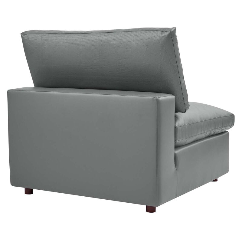 Commix Down Filled Overstuffed Vegan Leather Armless Chair image number 3