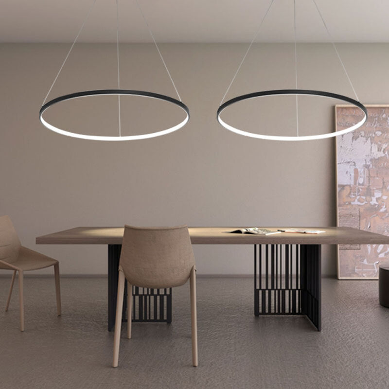 24 inch Circle Chandelier Round Kitchen Island Pendant Remote Dimmable image number 3