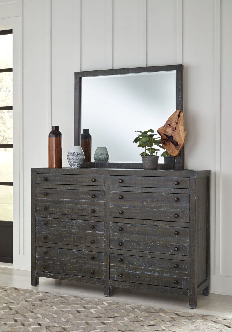Townsend Solid Wood Eight Drawer Dresser in Gunmetal