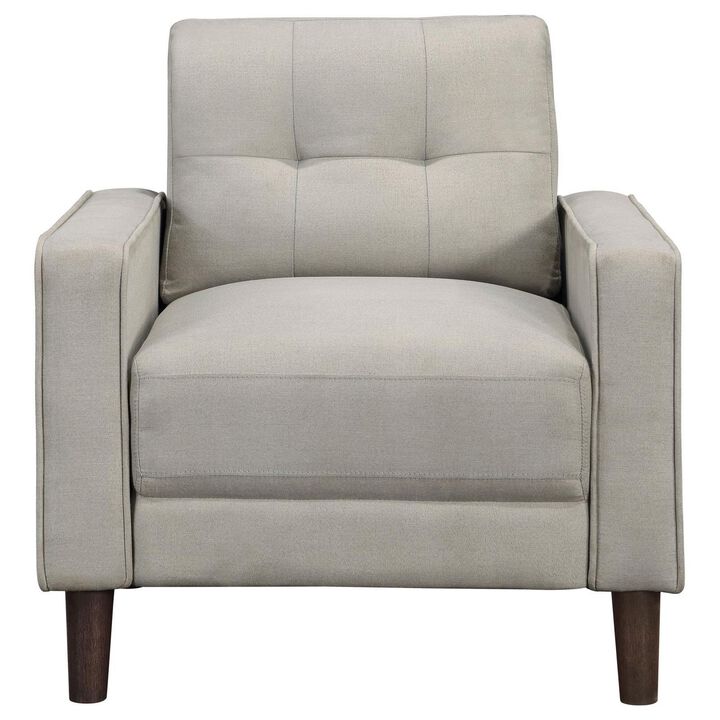 Bow 32 Inch Accent Chair, Grid Tufted, Track Arms, Self Welt Trim, Beige - Benzara