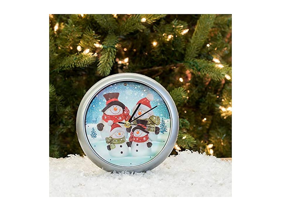 Snowman Family Winter Wonderland Wall Clock 8 Inch Home Decor