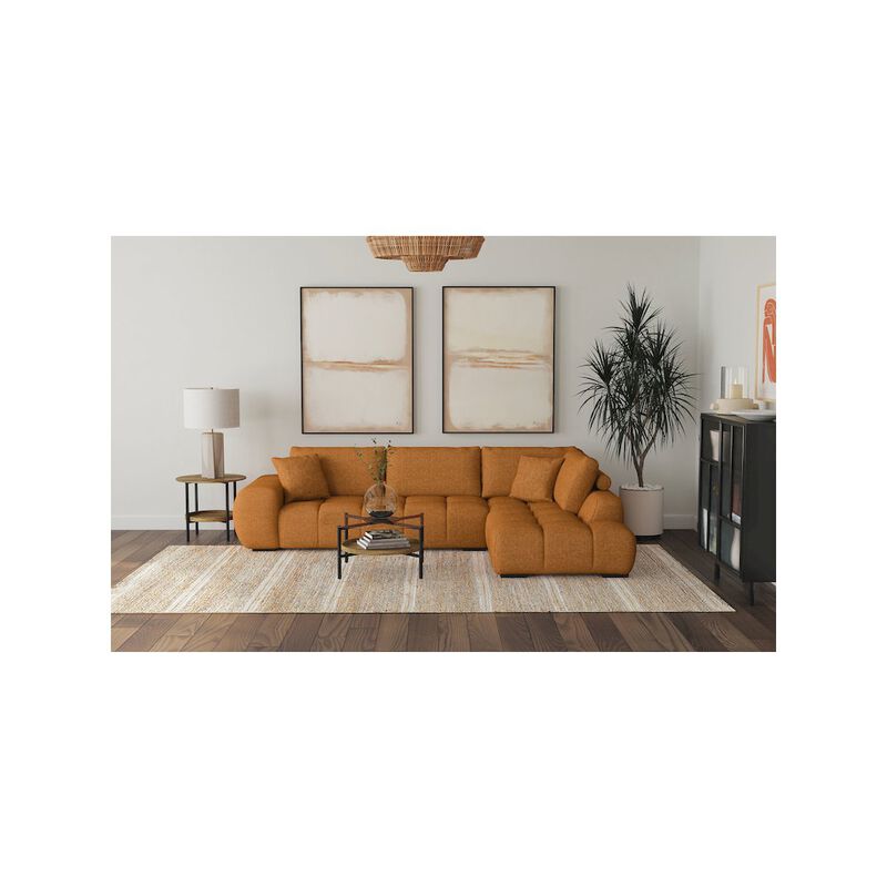 Coaster Co. of America Camacho Upholstered Chaise Sectional Sofa Orange